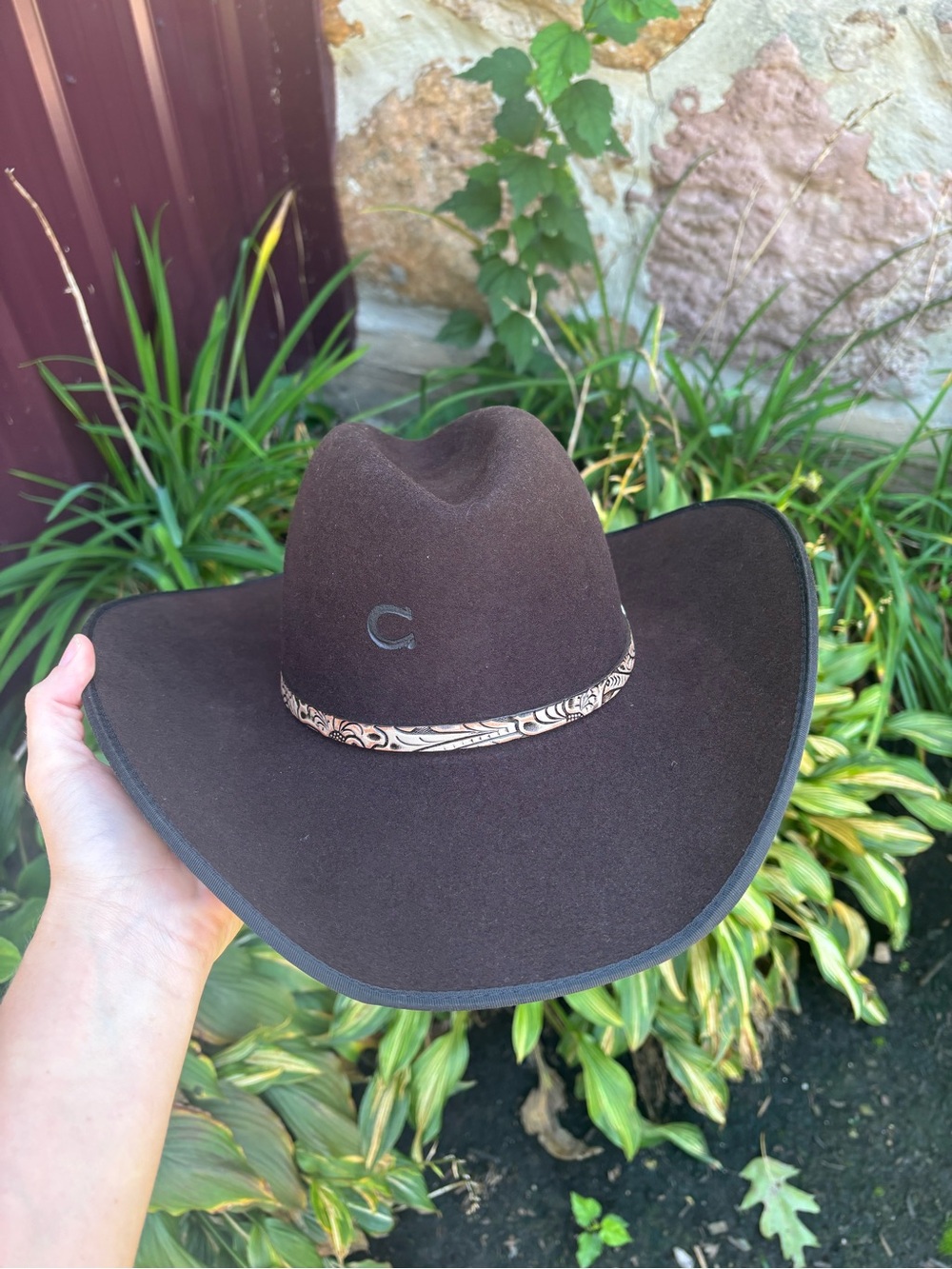 NIB Charlie 1 Horse Deuces Wild Chocolate Felt hat Sz 6 7/8
